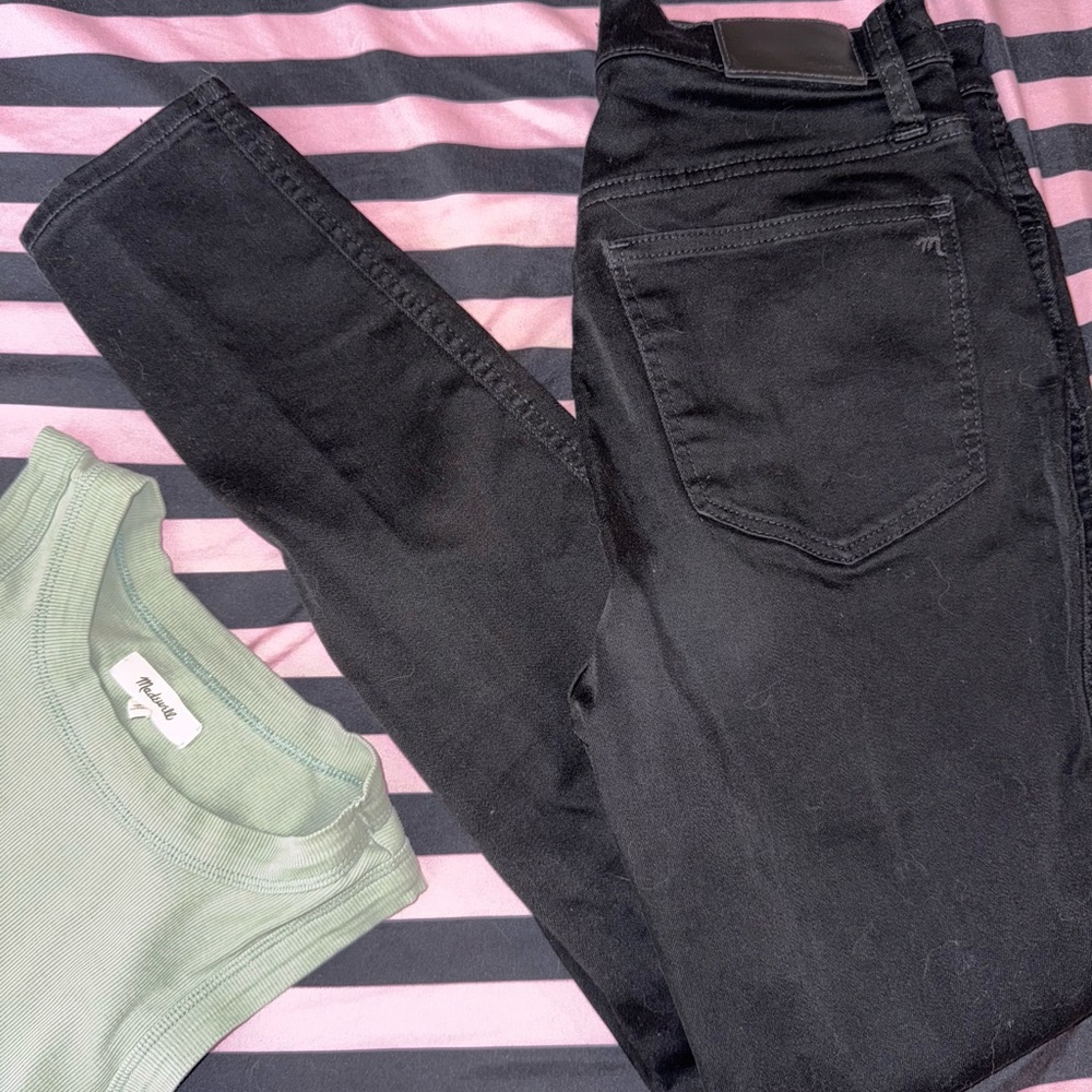Madewell High Rise Black Jeans and FREE madewell mint green tank top